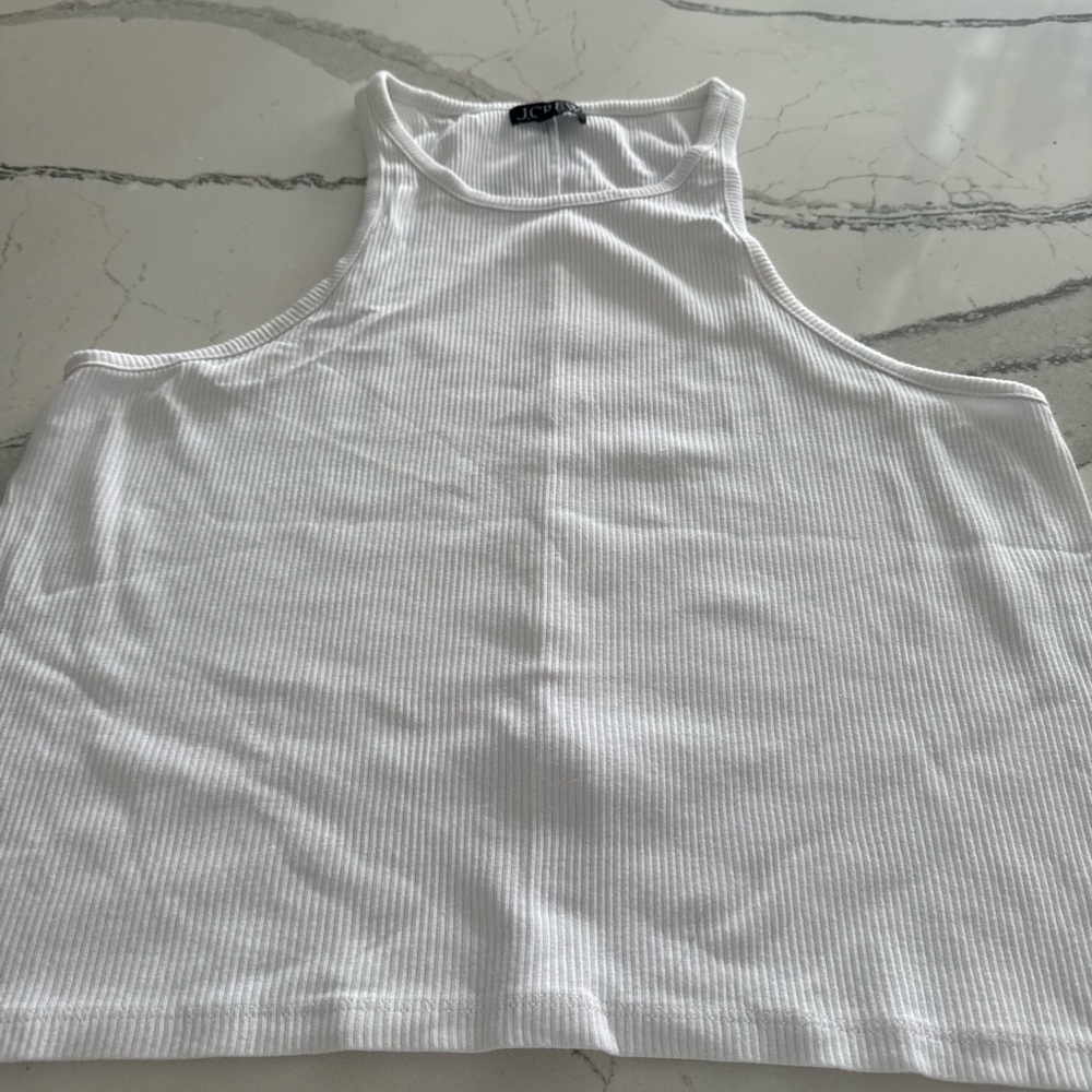 J. Crew White Ribbed Tank Top